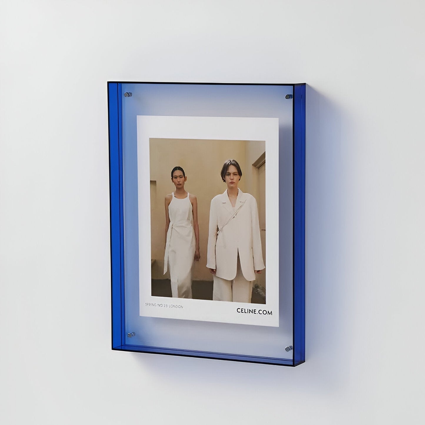 Modern acrylic floating picture frame transparent design vibrant colored edges contemporary home decor