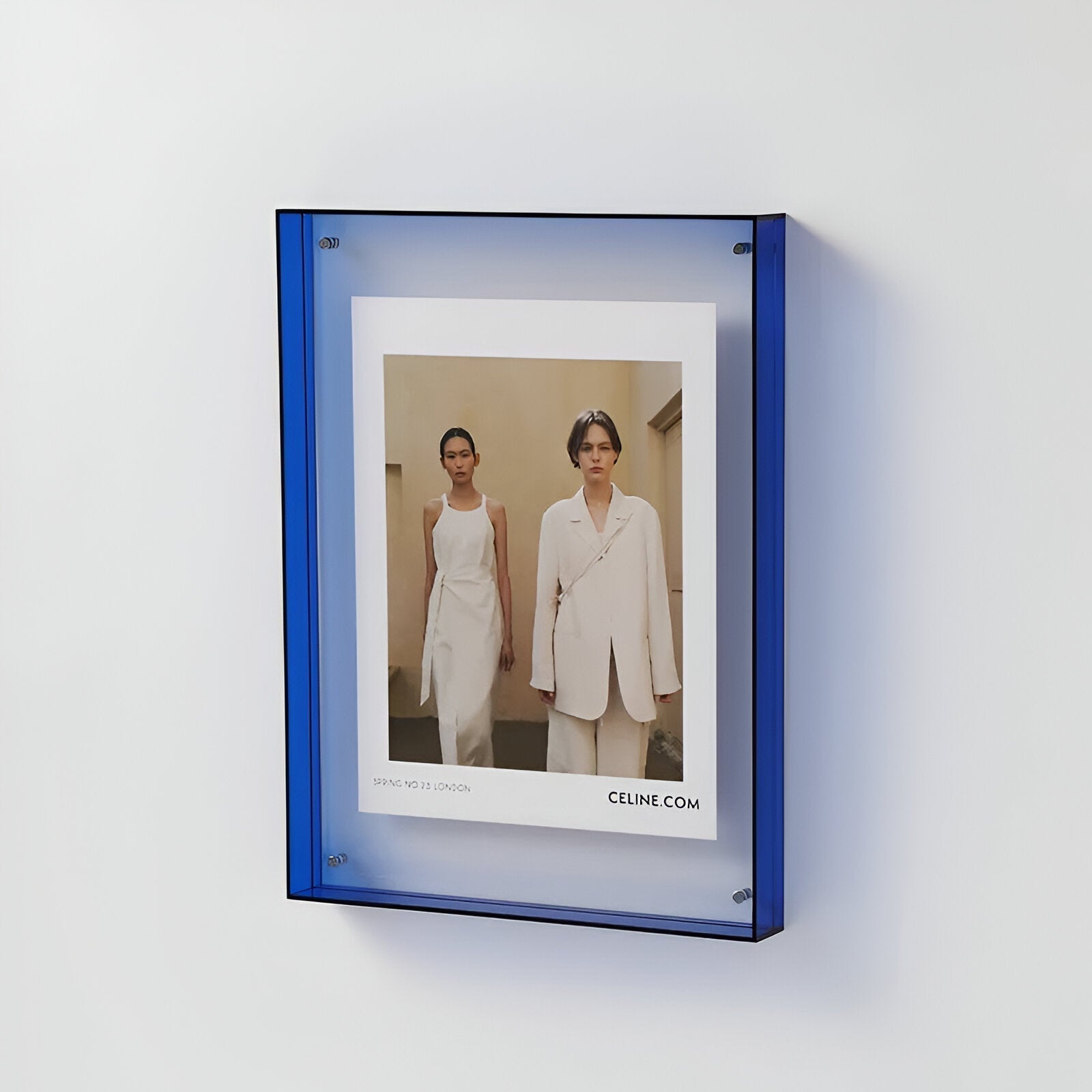 Modern acrylic floating picture frame transparent design vibrant colored edges contemporary home decor
