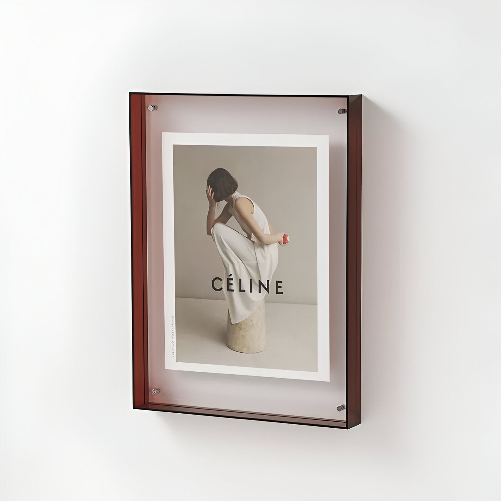 Modern acrylic floating picture frame transparent design vibrant colored edges contemporary home decor