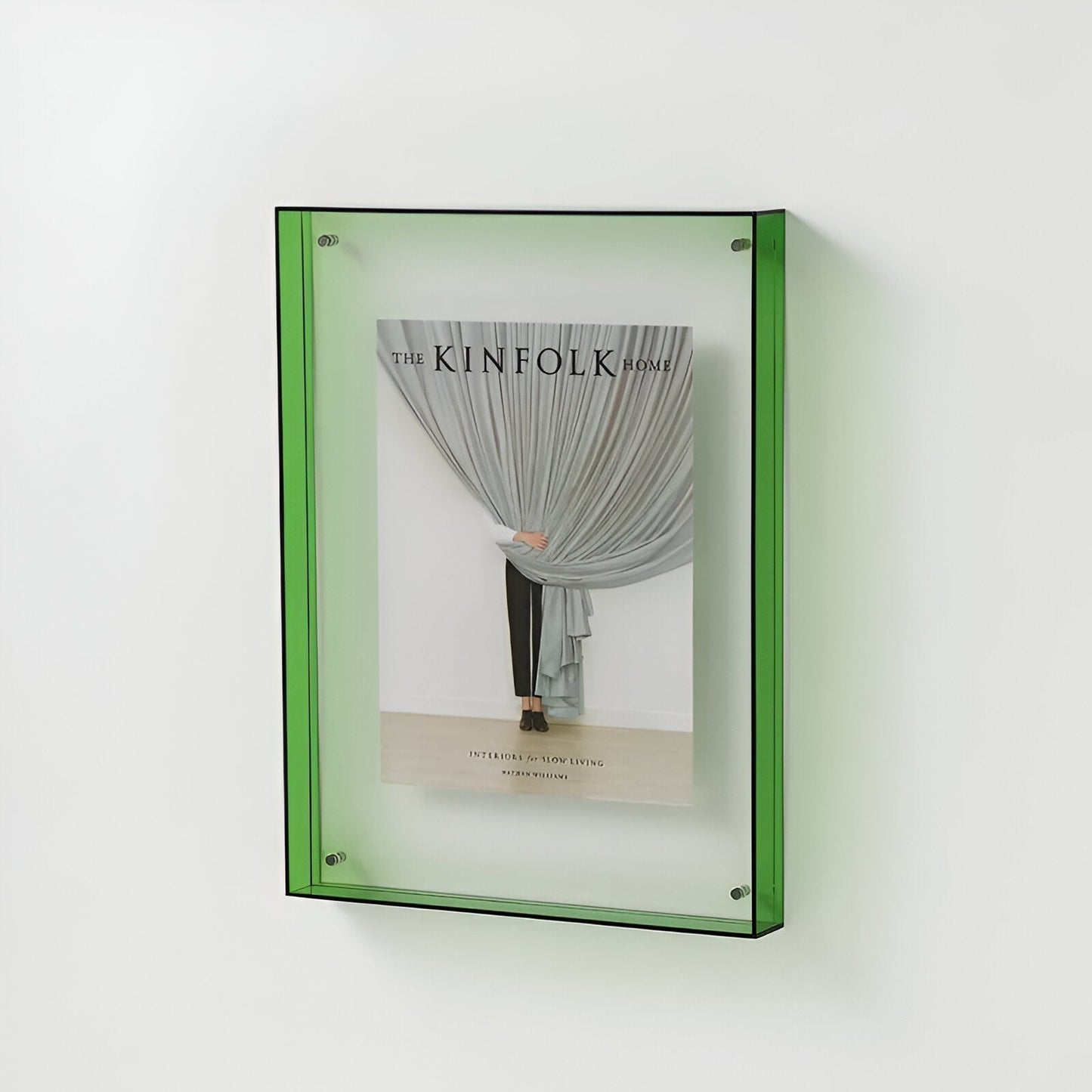 Modern acrylic floating picture frame transparent design vibrant colored edges contemporary home decor