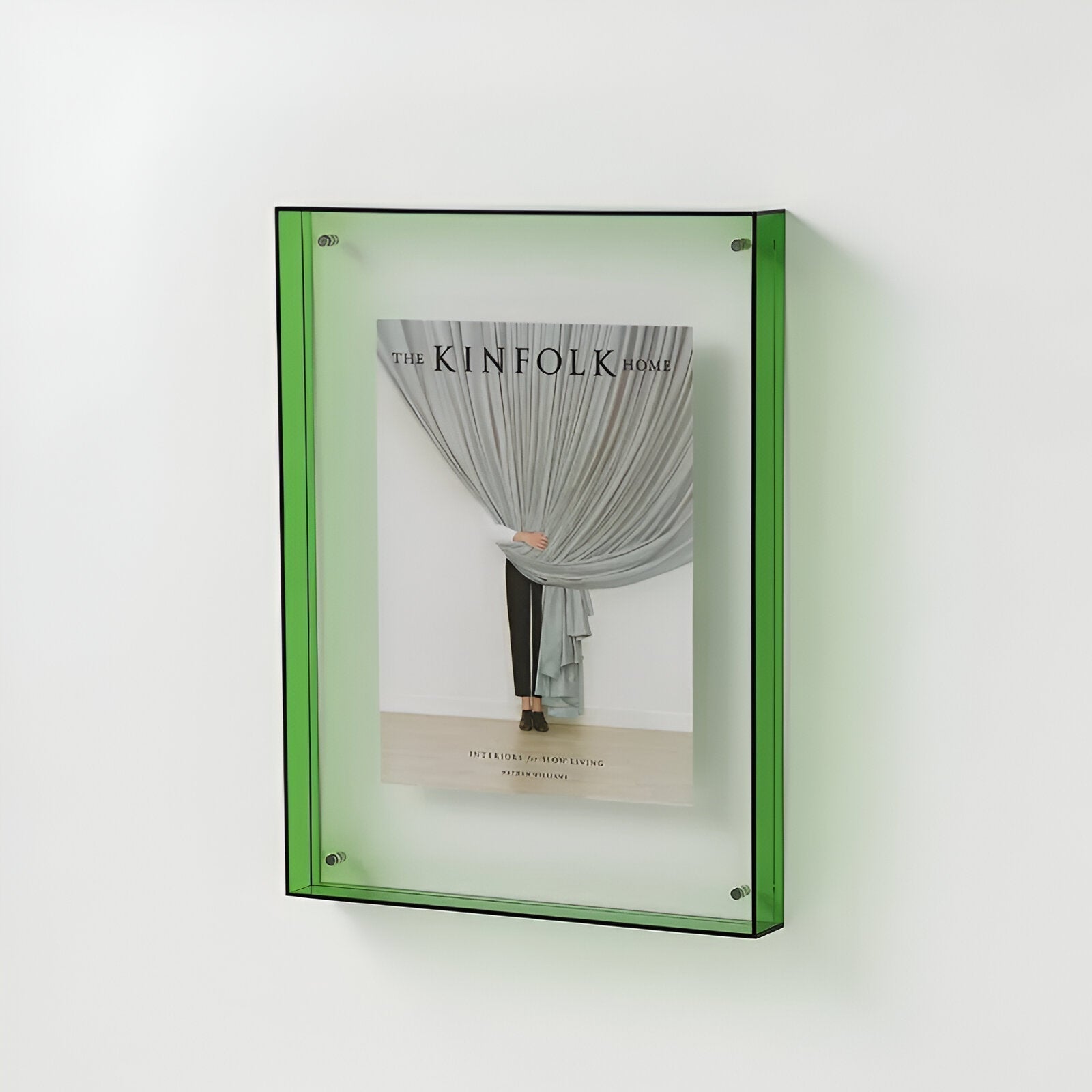 Modern acrylic floating picture frame transparent design vibrant colored edges contemporary home decor
