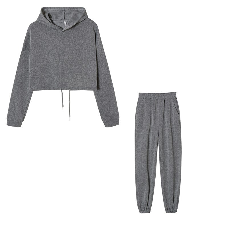 Women's two-piece lounge tracksuit hoodie and pants relaxed fit cozy matching set for casual wear