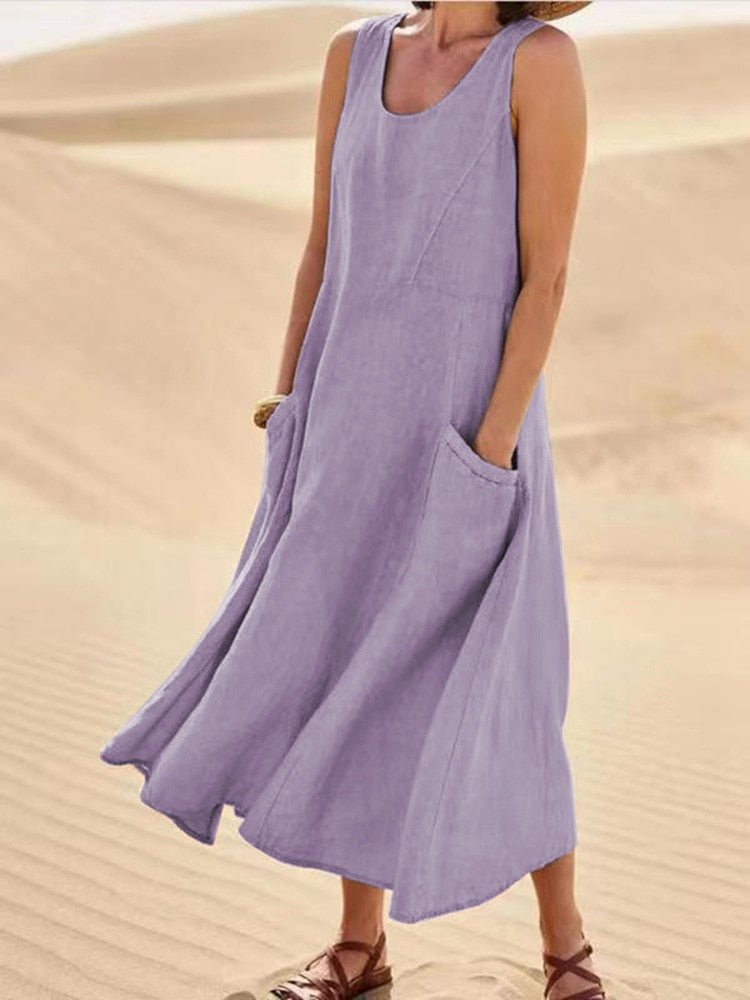 Hannah lightweight flowy knee-length summer dress breathable cotton blend effortless chic silhouette