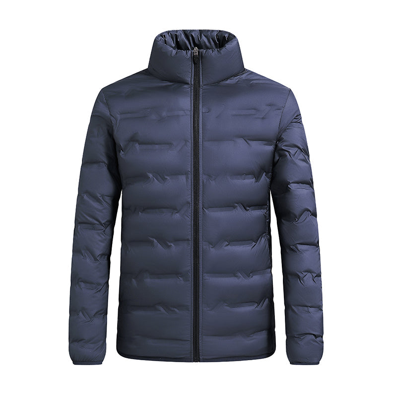 Men's black hooded puffer jacket slim fit windproof insulated winter outerwear with high-loft fill