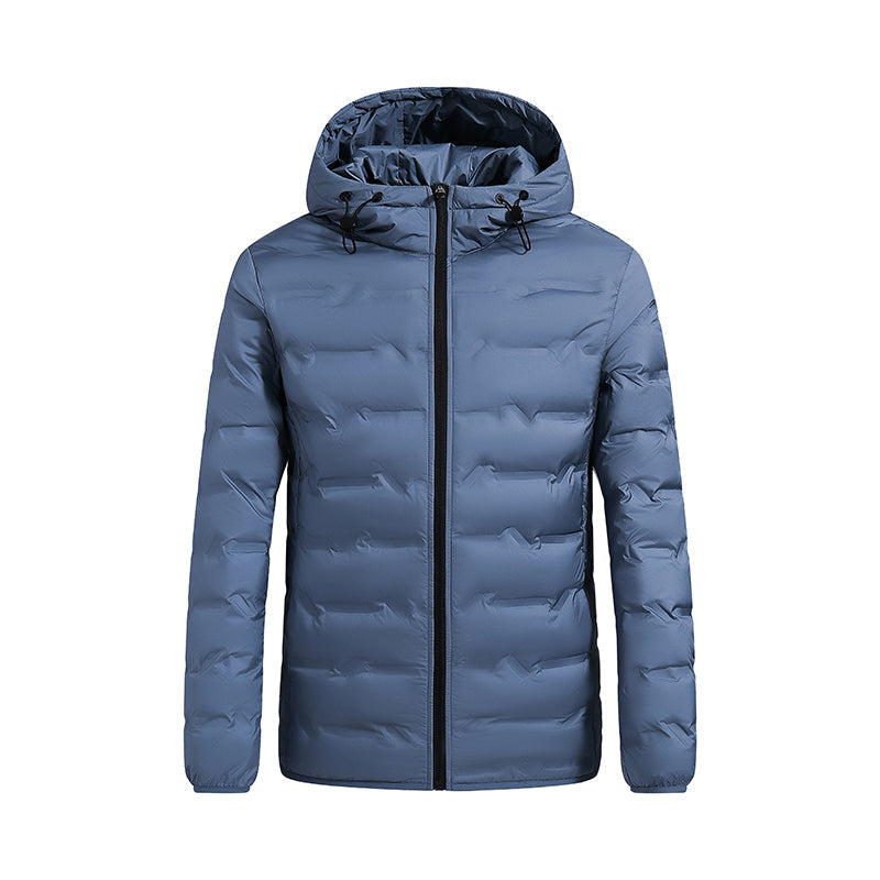 Men's black hooded puffer jacket slim urban fit windproof insulated winter outerwear