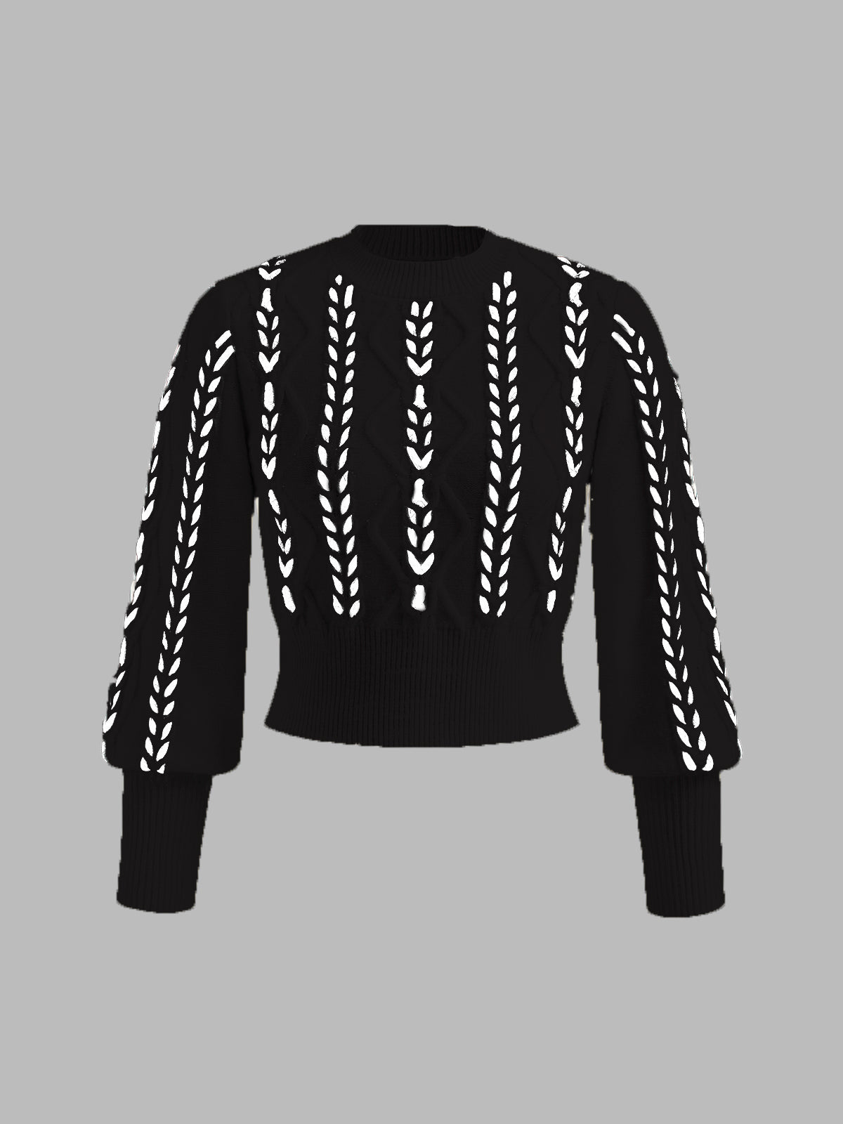 Women's cinched knit sweater with contrast binding detail, elegant slim fit for work and leisure