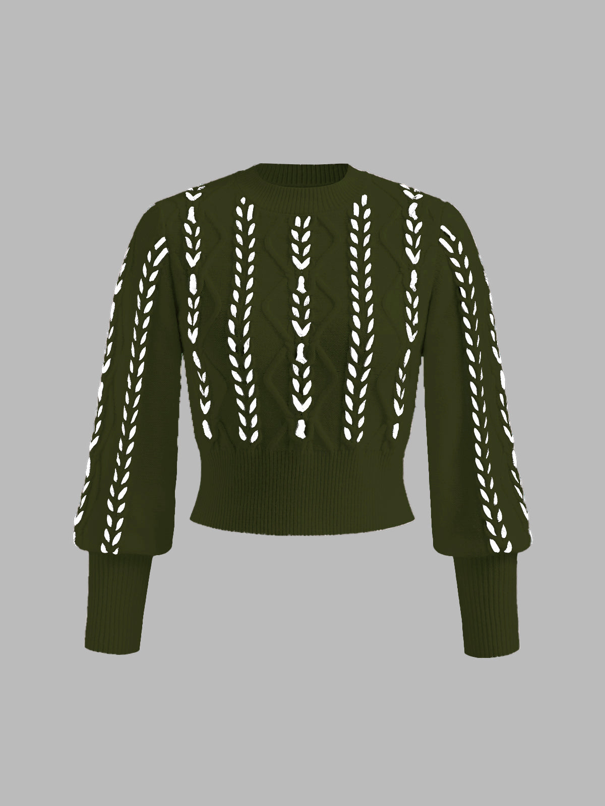 Women's cinched knit sweater with contrast binding detail, elegant slim fit for work and casual wear