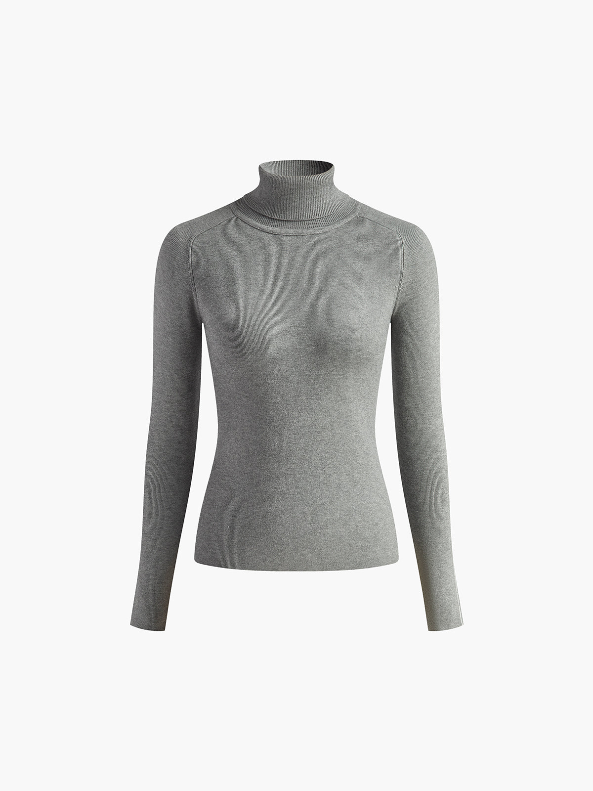Women's contrast piping turtleneck sweater elegant stretch knit for work and casual wear