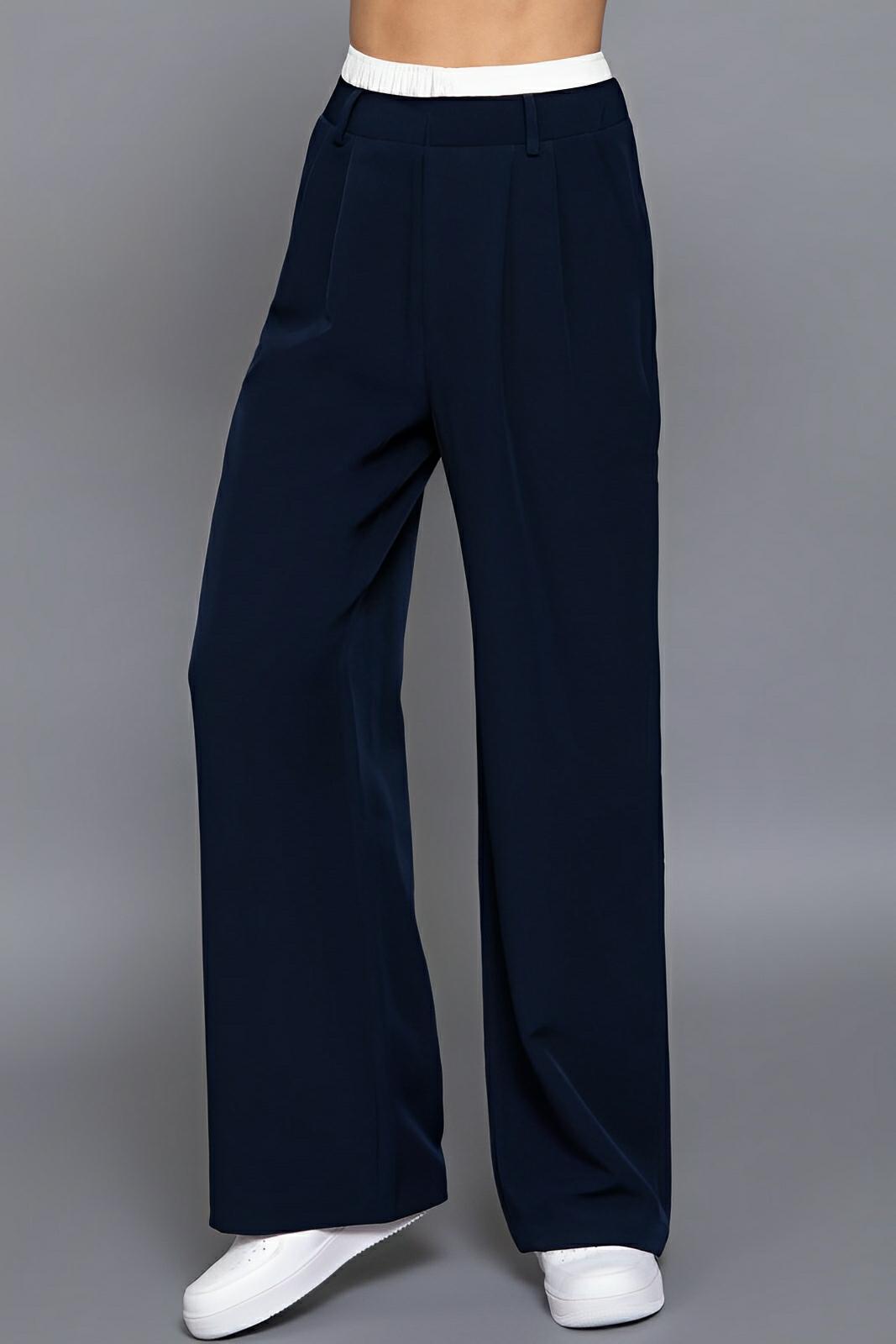 Women's contrast waist boxer straight-leg pants tailored fit polished sporty style all-day comfort
