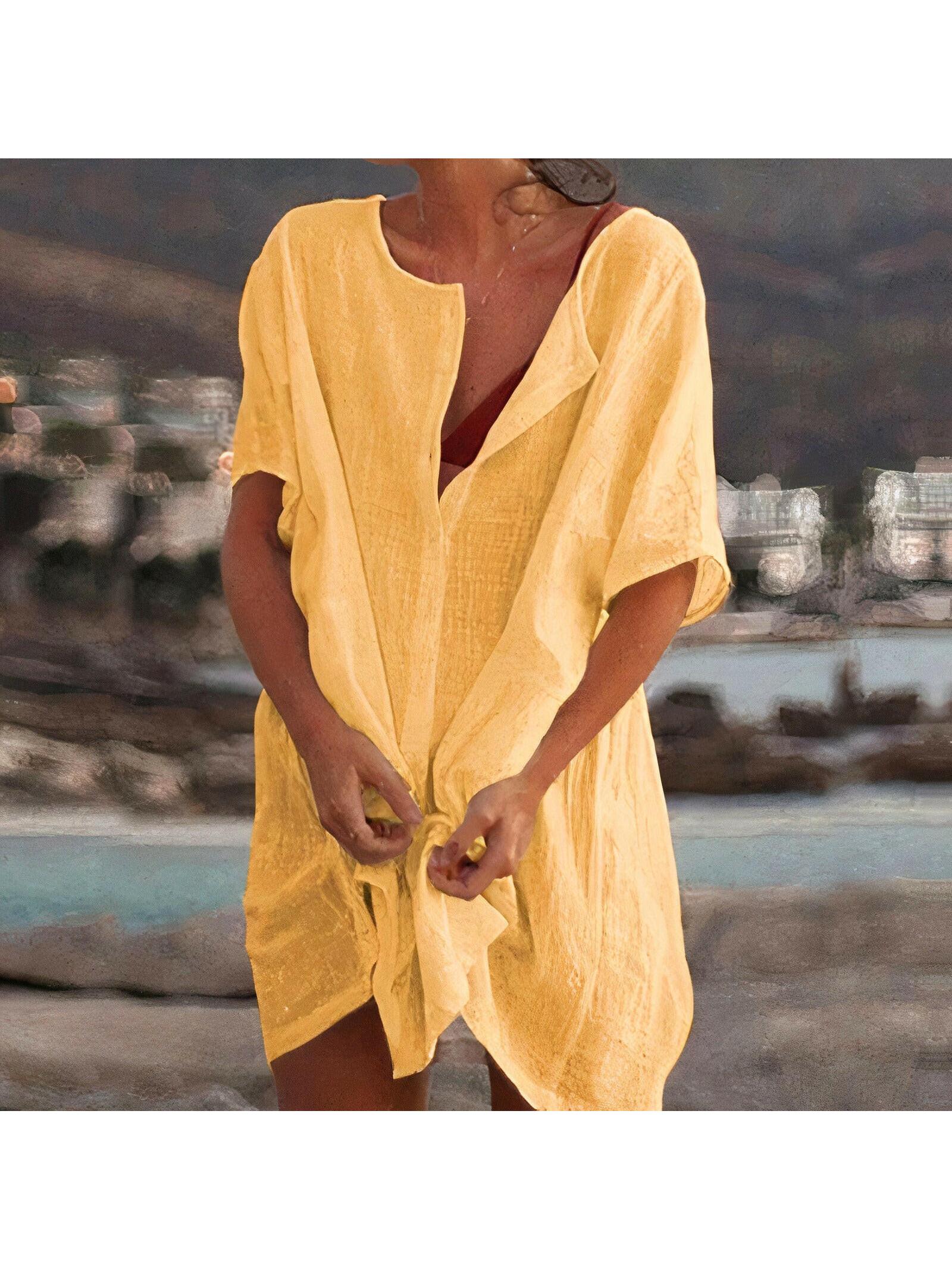 Women's lightweight relaxed beach coverup dress in breathable airy fabric for summer