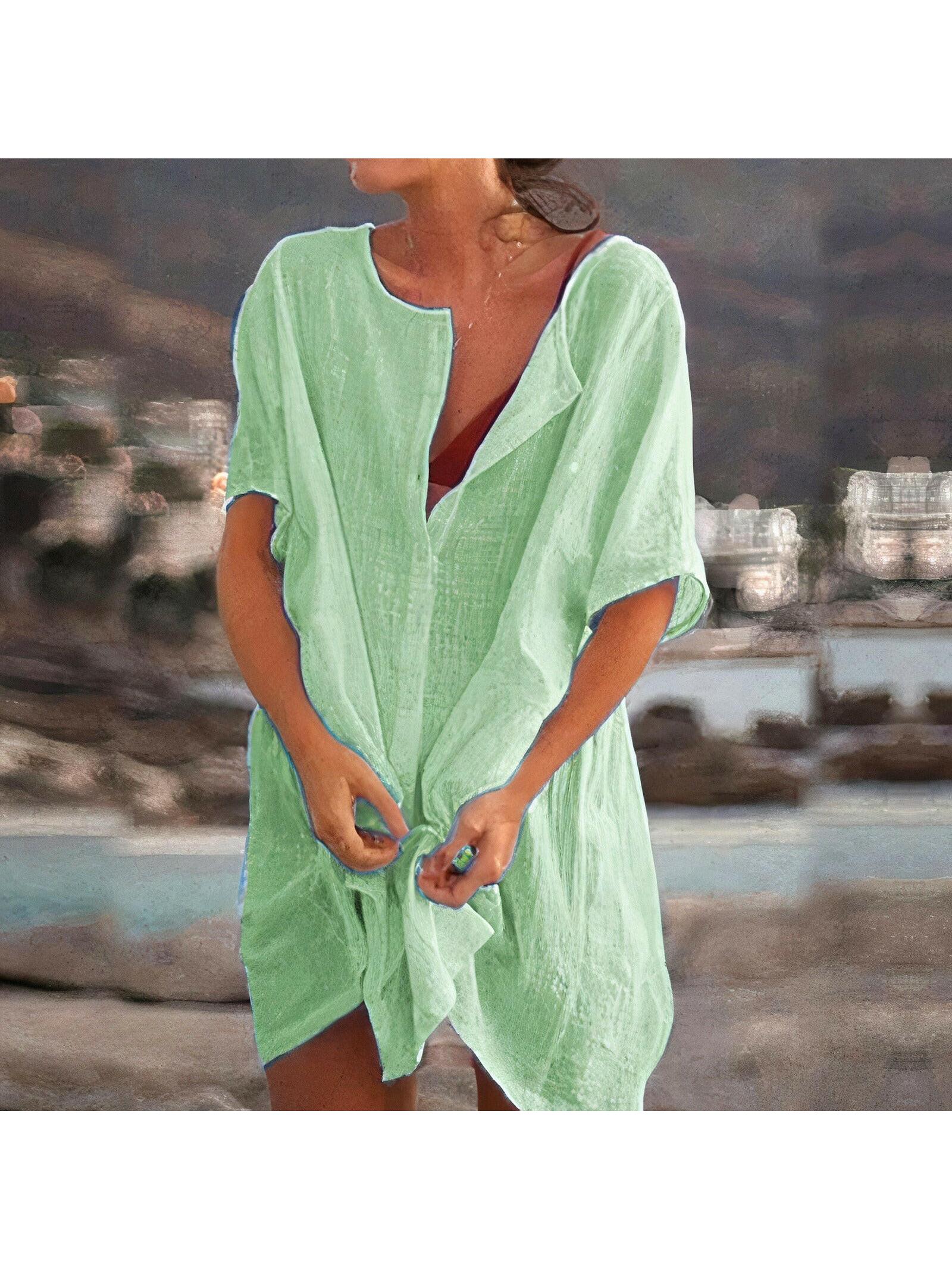 Women's lightweight beach coverup dress relaxed fit breathable fabric summer essential
