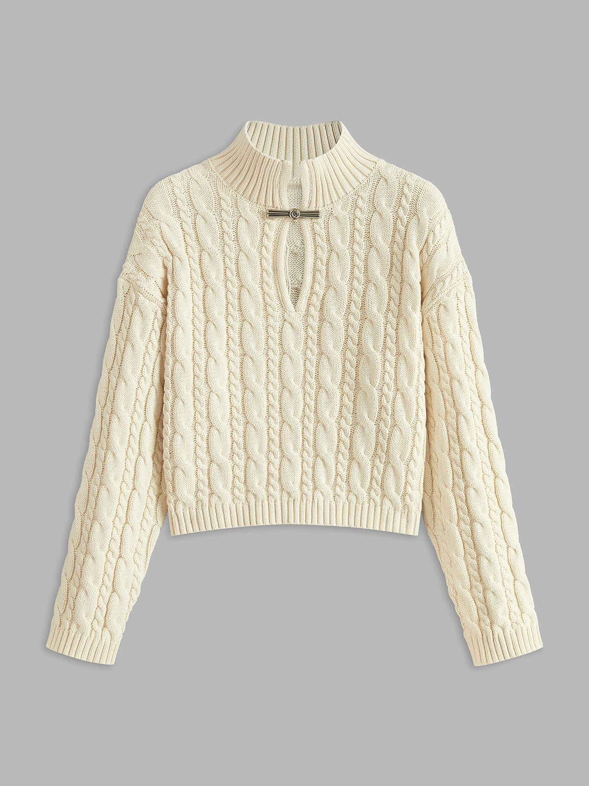 Women's cotton knit top stand collar long sleeve casual everyday breathable keyhole neckline