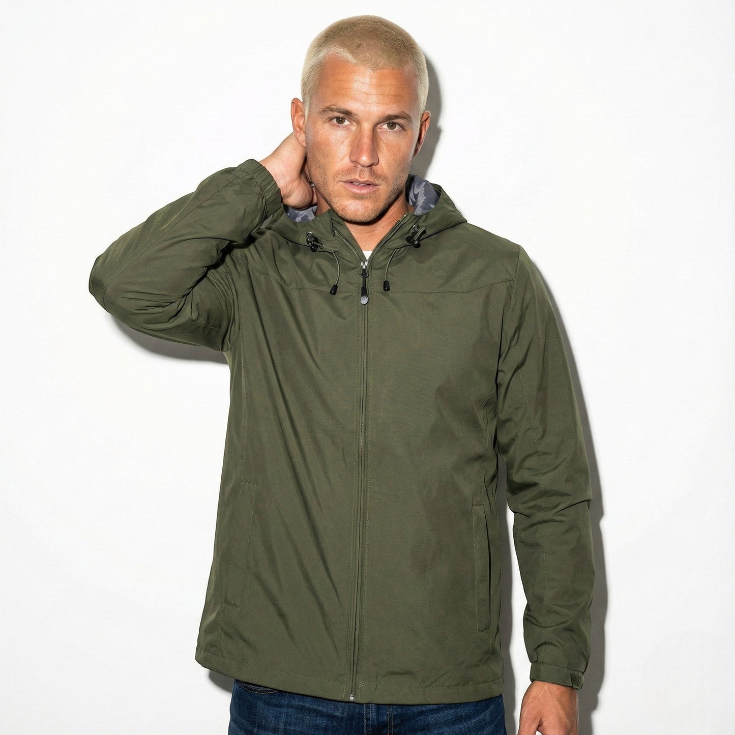 Men's lightweight windbreaker jacket water-resistant weatherproof coat sleek modern fit for all-day comfort