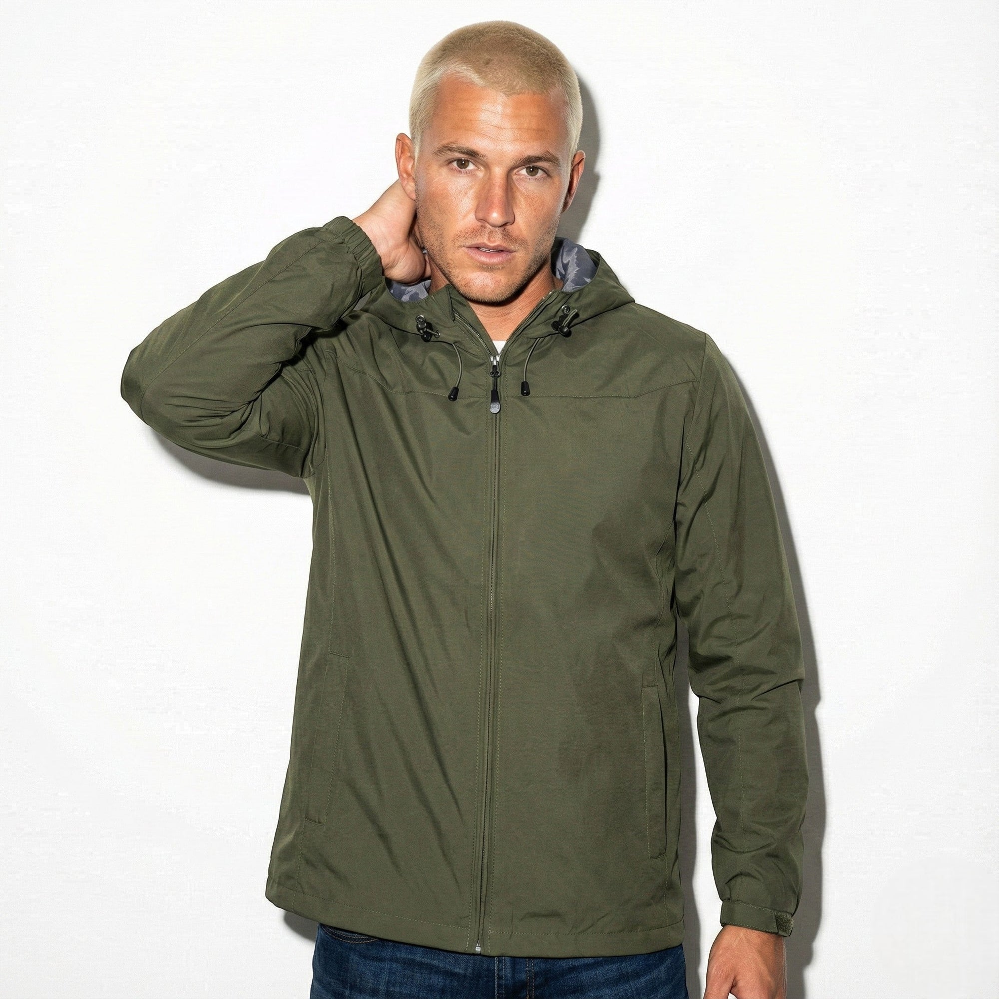 Men's lightweight windbreaker jacket water-resistant weatherproof coat sleek modern fit for all-day comfort