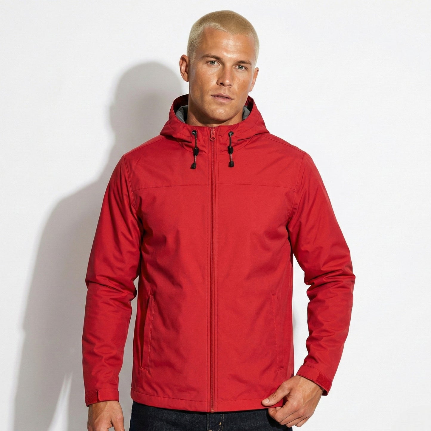 Men's lightweight windbreaker jacket water-resistant weatherproof coat sleek modern fit casual style