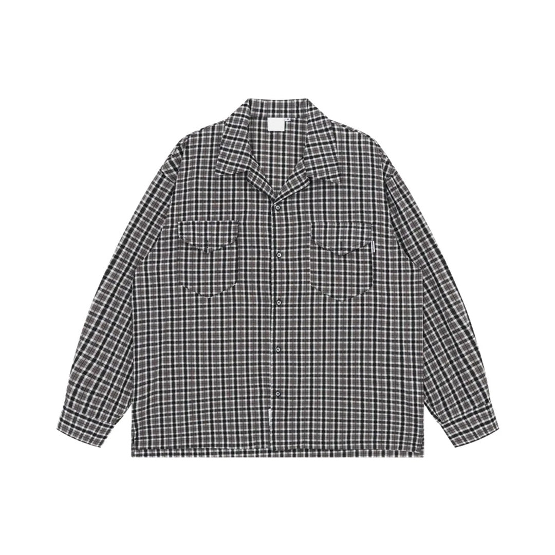 Men's relaxed fit cotton plaid shirt with dual flap chest pockets, casual everyday style
