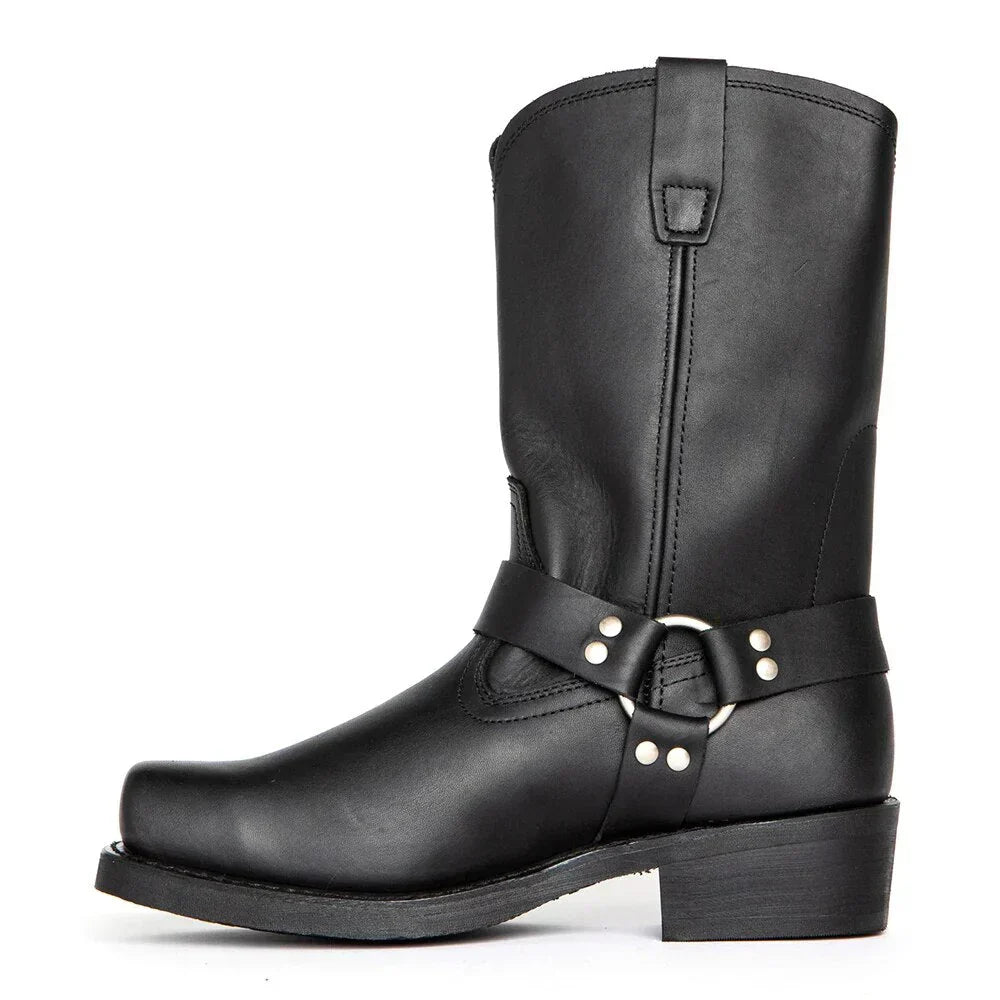 Men's brown leather Western boots with classic stitching and durable ranch-ready construction