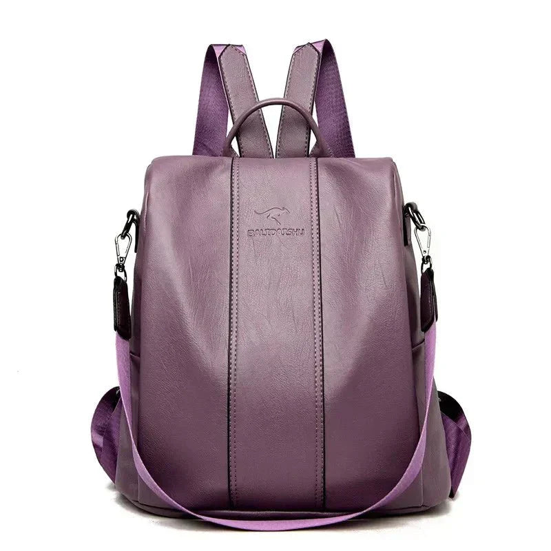 Lena black vegan leather convertible backpack with sleek 3-in-1 design for active women