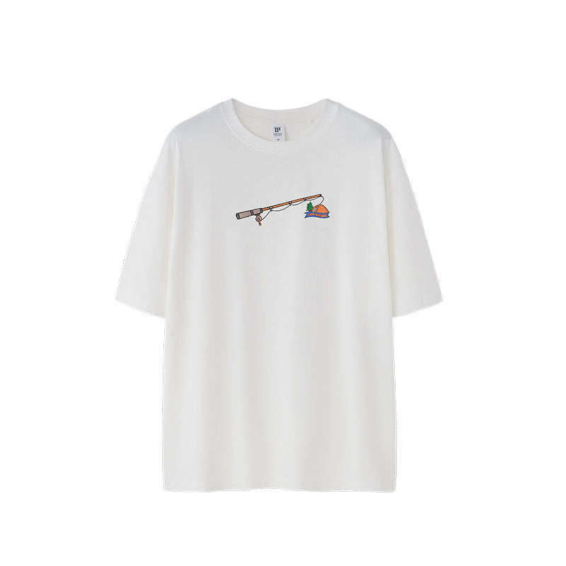Men's white modern-fit t-shirt with bold three-dimensional foam print textured graphic design