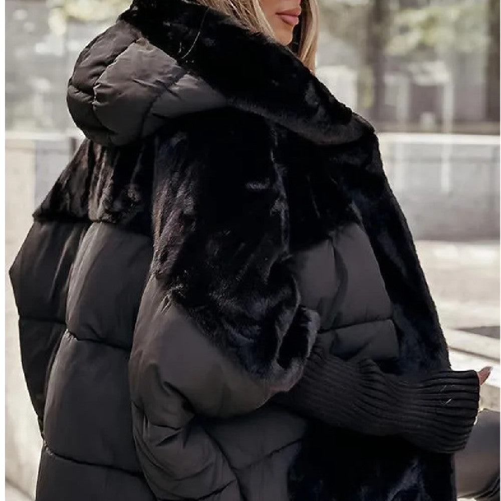 Women's camel cocoon coat loose silhouette premium cotton ultra-warm modern cold-weather style
