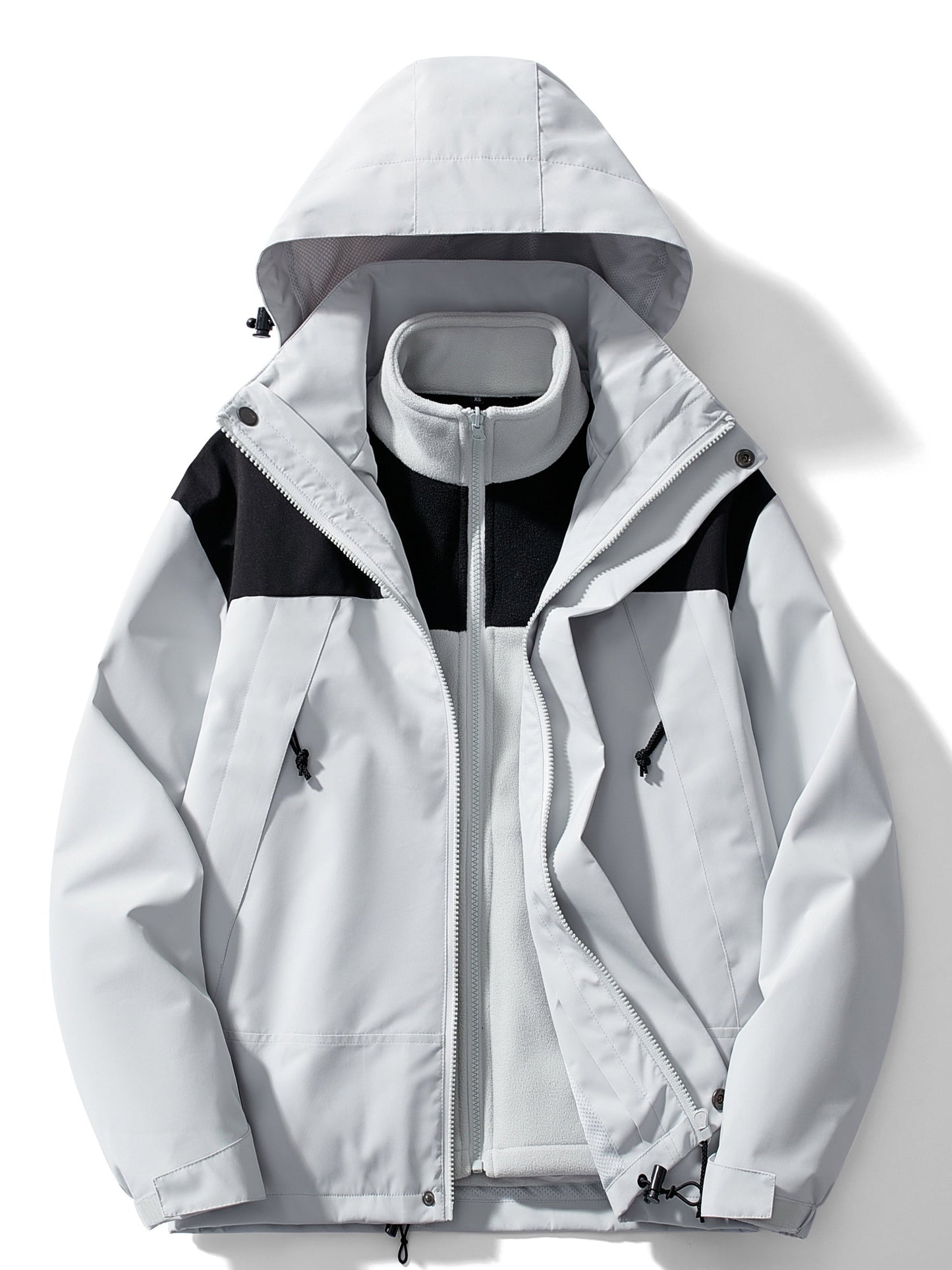 Women's 3-in-1 hooded fleece winter jacket, versatile layering system for cold weather