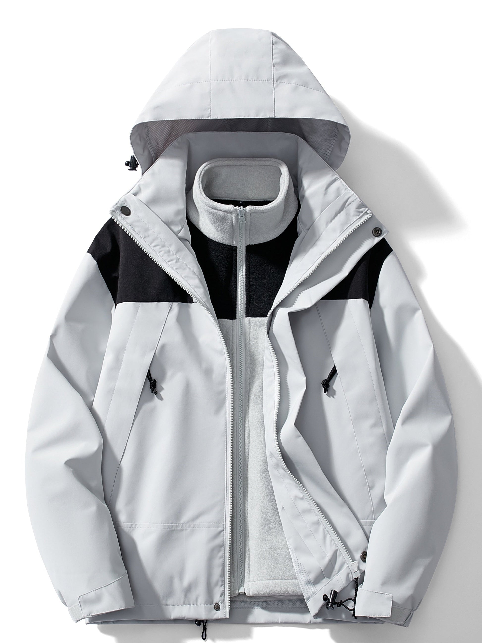 Women's 3-in-1 hooded fleece winter jacket, versatile layering system for cold weather