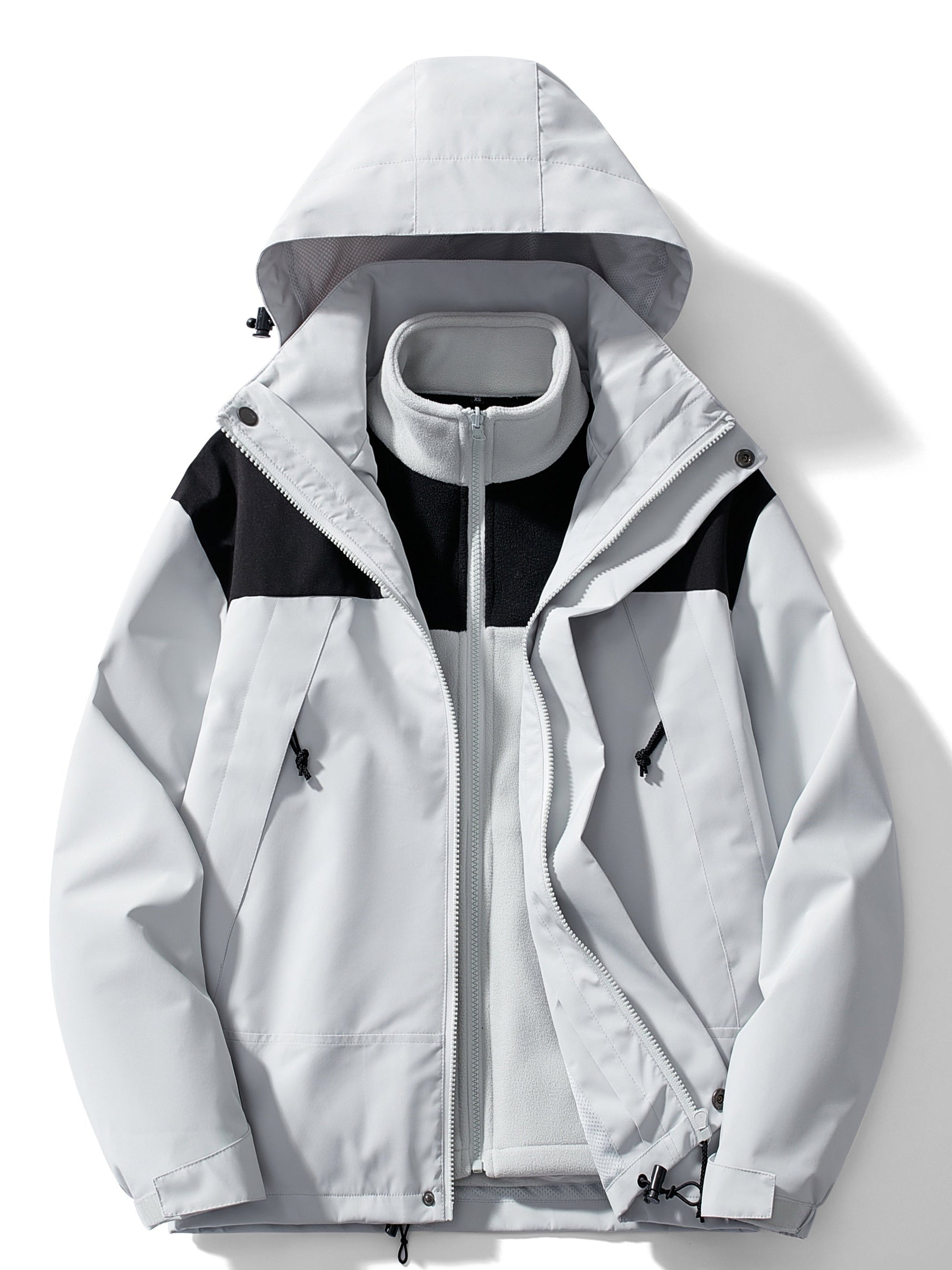 Women's 3-in-1 hooded fleece winter jacket, versatile layering system for cold weather