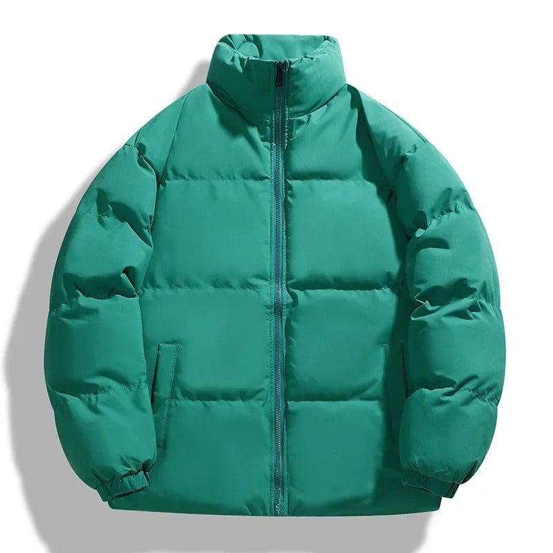 Men's lightweight down jacket high collar navy blue minimalist puffer for cold weather city style