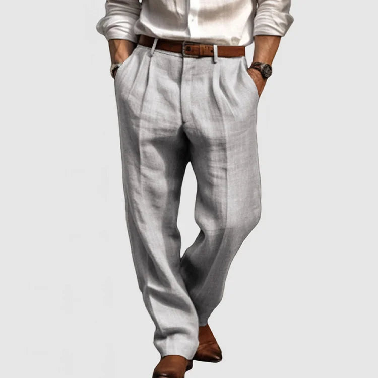Adriano men's straight-leg cotton linen pants breathable casual fit for everyday comfort
