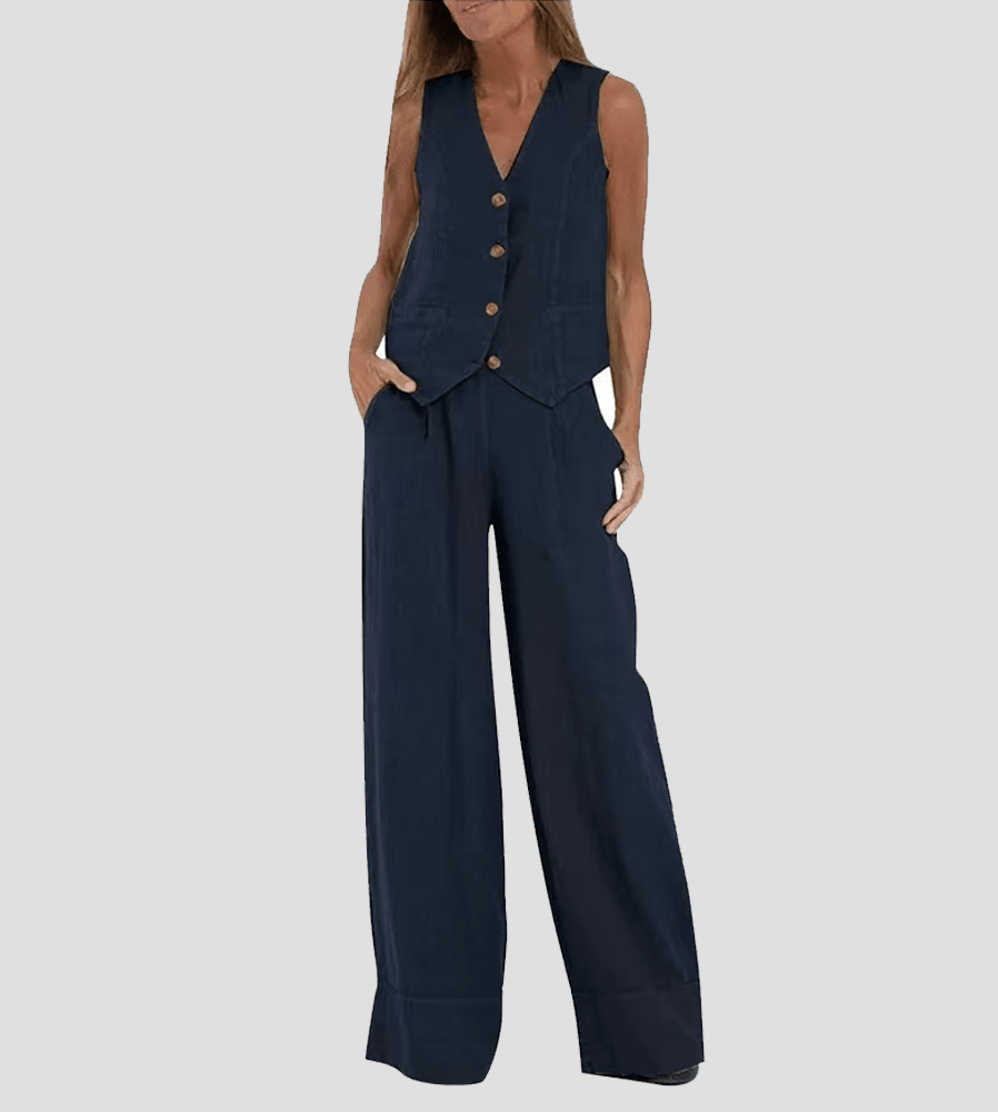 Women's cotton vest and pants leisure suit casual two-piece set breathable summer autumn everyday wear