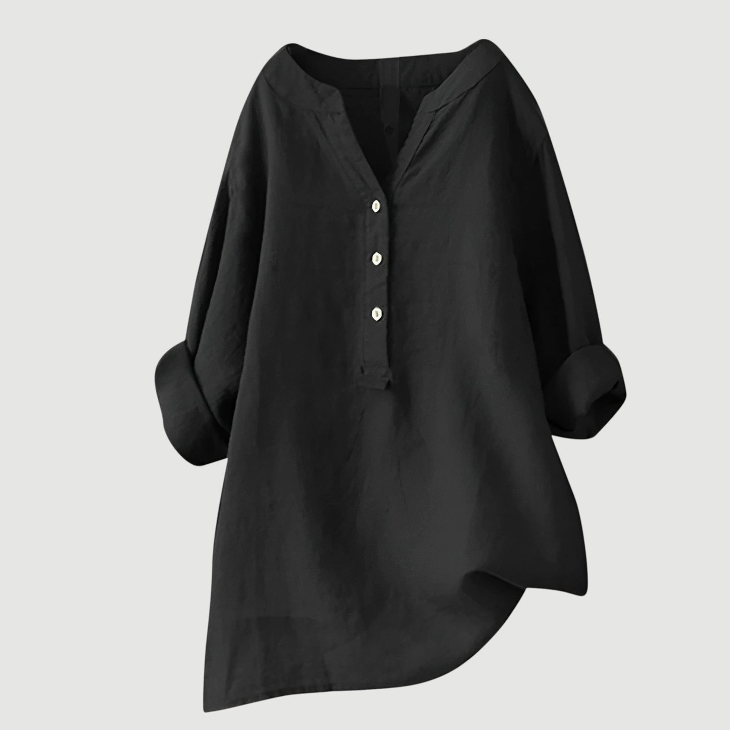 Women's loose casual long sleeve button shirt soft draping relaxed silhouette effortless everyday style