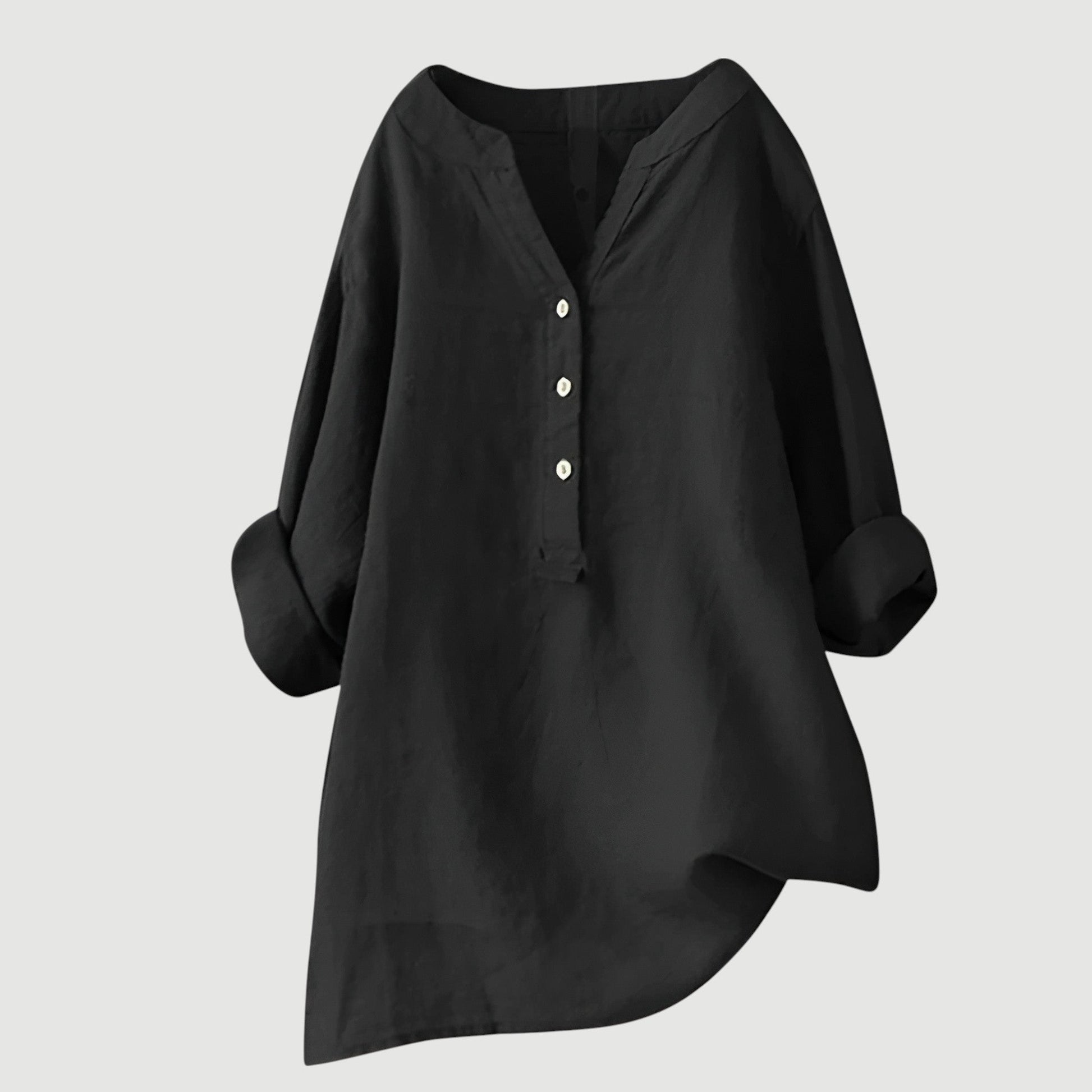 Women's loose casual long sleeve button shirt soft draping relaxed silhouette effortless everyday style