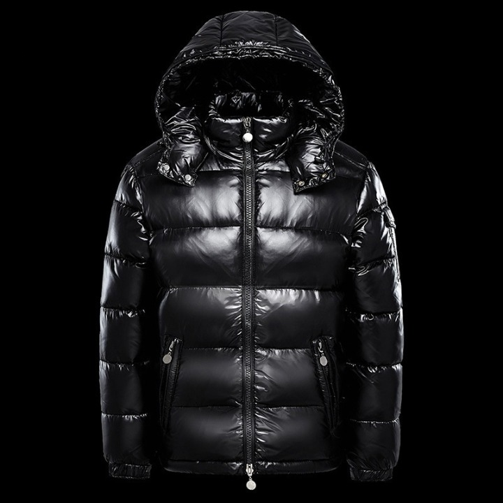 Luna black glossy puffer jacket lightweight down fill waterproof urban winter coat