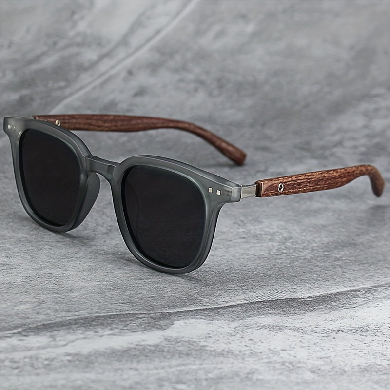 Oaken Horizon acetate sunglasses with natural wooden temples, UV protection, lightweight sustainable design