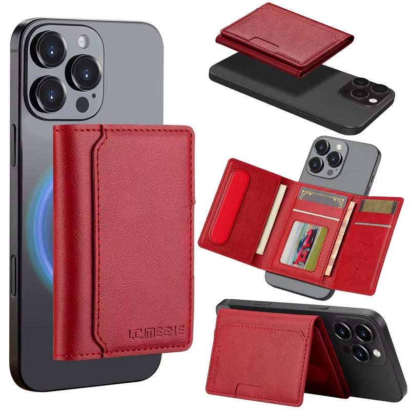 Bravado Slimfold magnetic wallet RFID-blocking slim PU leather phone attachment with kickstand