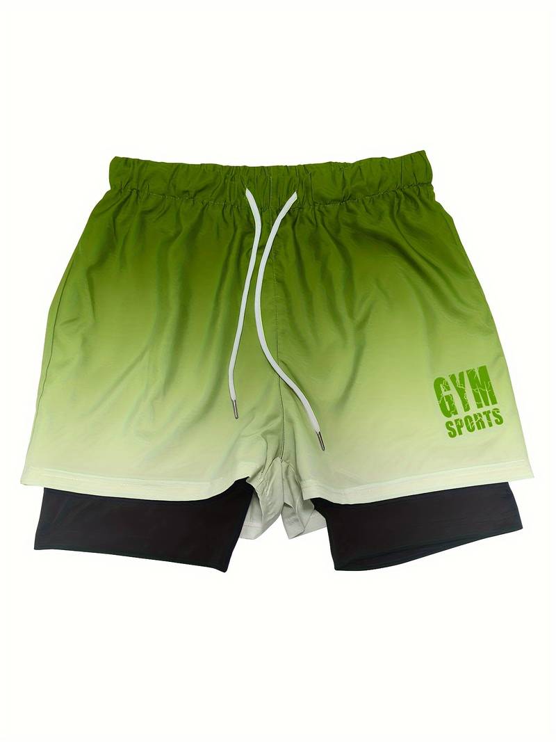 Men's 2-in-1 ombre active shorts double-layer versatile design for all-day comfort and style