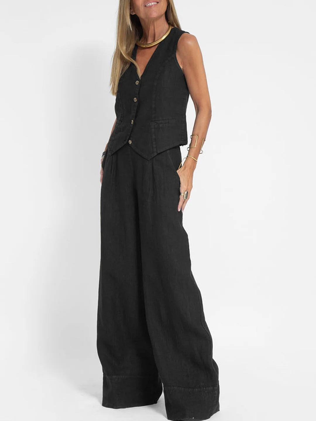 Women's cotton vest and pants leisure suit set casual two-piece breathable summer autumn everyday wear