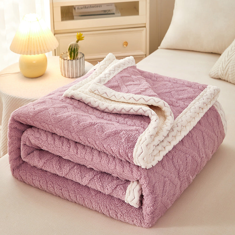 Reversible sherpa fleece throw blanket dual-texture plush design for cozy home warmth