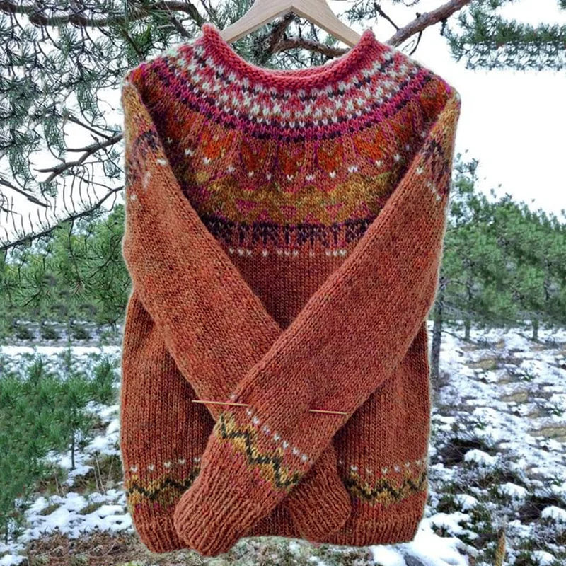 Women's loose fit cozy winter sweater soft knit fabric elegant warm pullover neutral tones