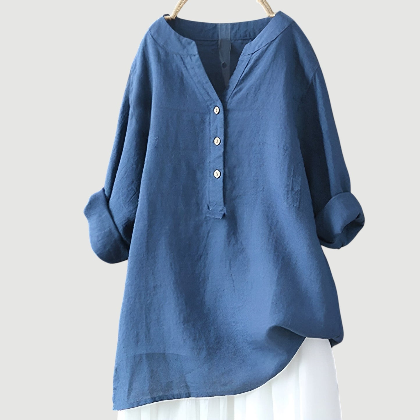 Sophia women's loose casual button shirt long sleeve soft drape relaxed fit everyday style