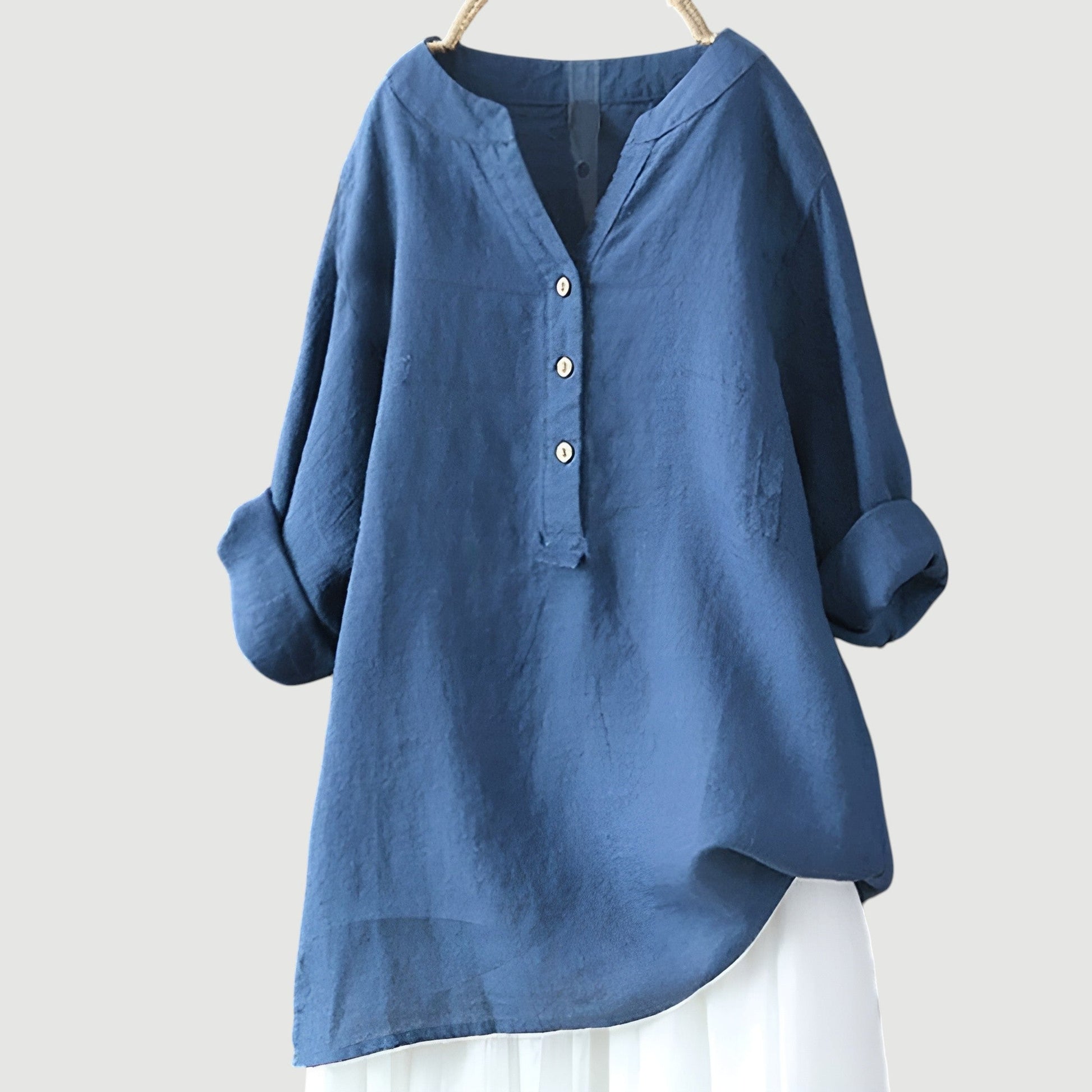 Sophia women's loose casual button shirt long sleeve soft drape relaxed fit everyday style