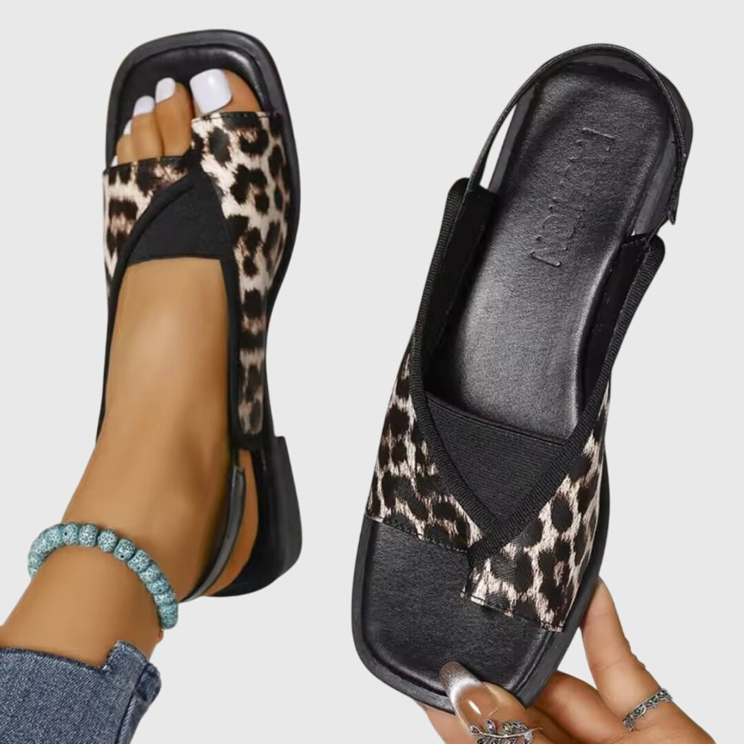 Zara | Women's Square Toe Colorblock Slip-On Flat Sandals