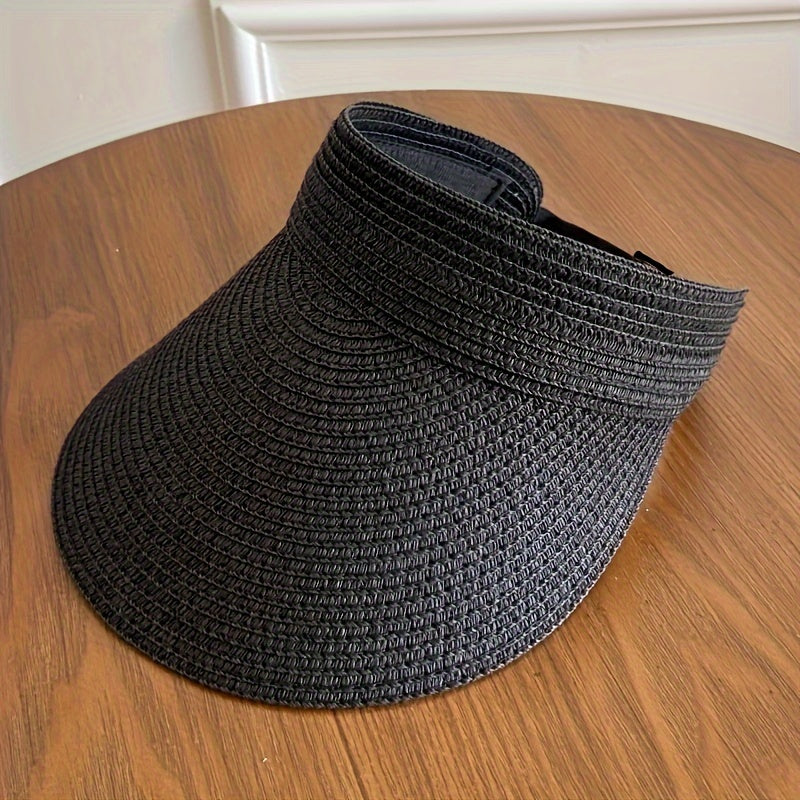 Foldable wide brim sun visor beige outdoor beach hiking hat with packable design