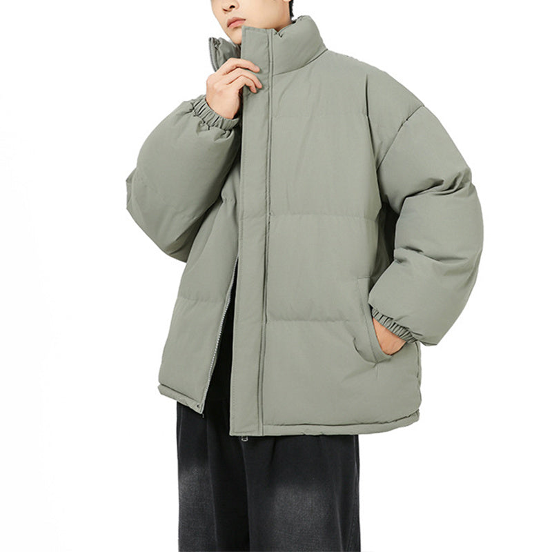 Unisex oversized winter jacket stand-up collar cozy warm streetwear minimalist cold weather coat