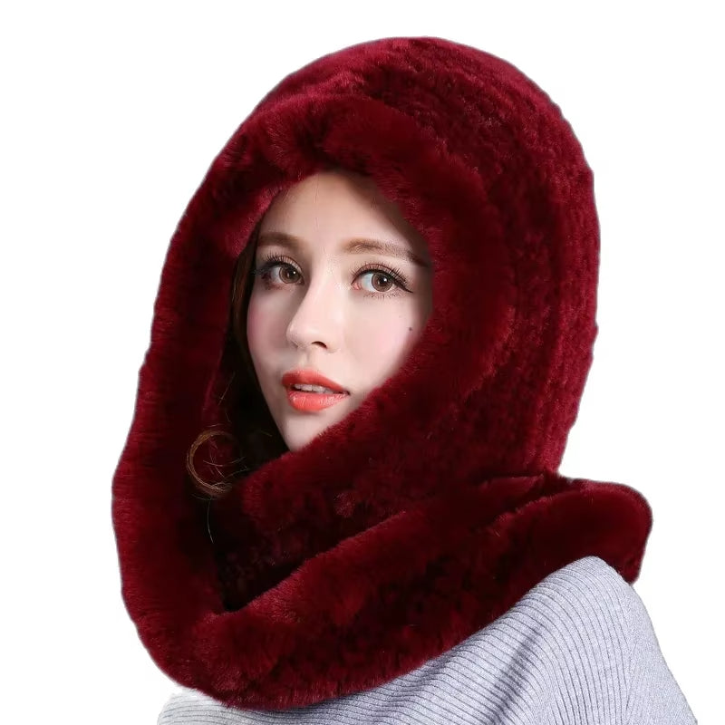 Juliette genuine rabbit fur wrap scarf in multiway convertible style, ultra-soft cold weather women's accessory