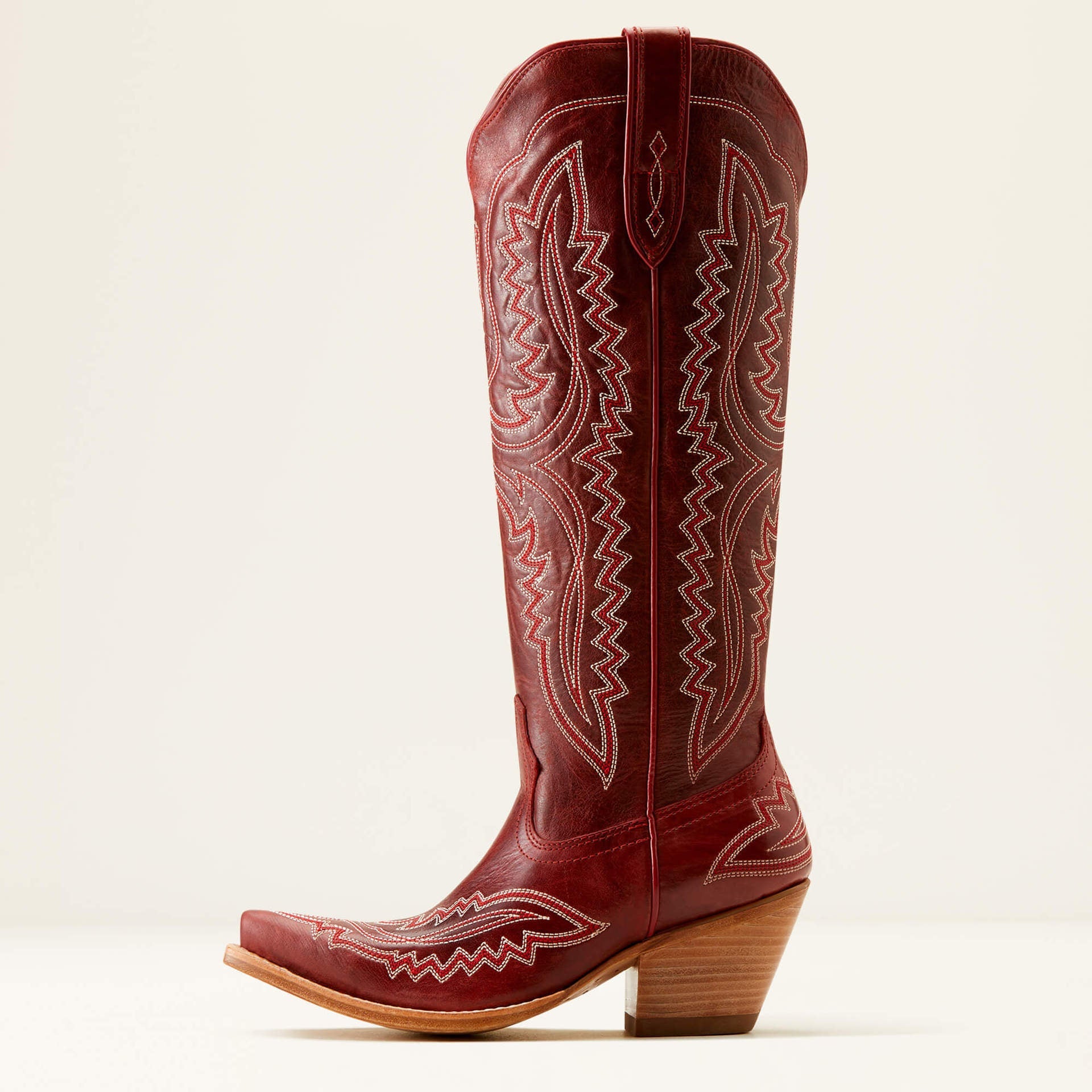 Women's vintage western cowboy boots pointed toe low heel embroidered artificial leather rubber sole