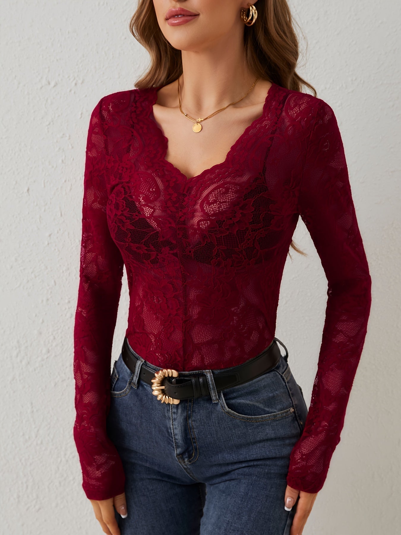 Beatrix women's white elegant lace blouse breathable organic polyester top with feminine detail