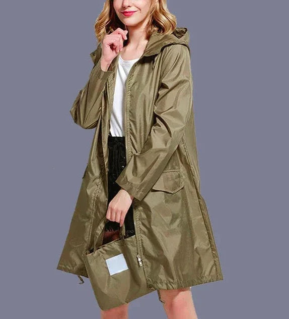 Women's pink lightweight hooded parka windproof water-resistant coat with polished everyday silhouette