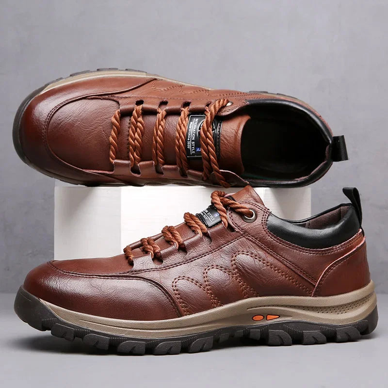 Men's Killian brown orthopedic casual hiking shoes with premium arch support and rugged sole