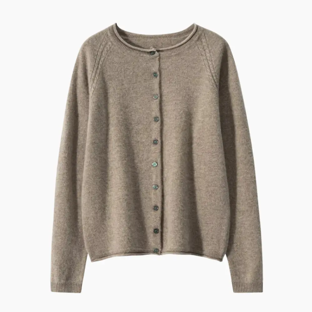 Dahlia women's cashmere knit cardigan O-neck long sleeve ultra-soft 100% cashmere everyday layer